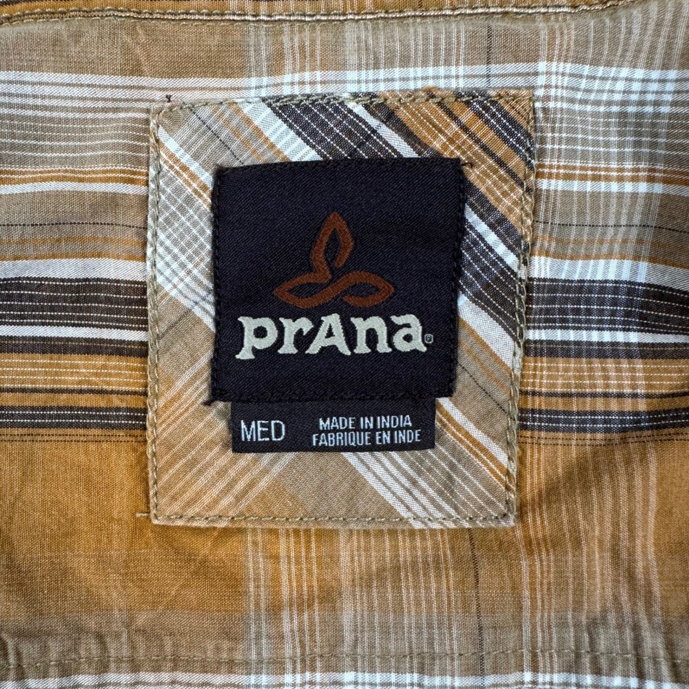 Prana Pearl Snap Button Down Shirt Mens Medium Long Sleeve Plaid Orange Medium - Picture 5 of 9